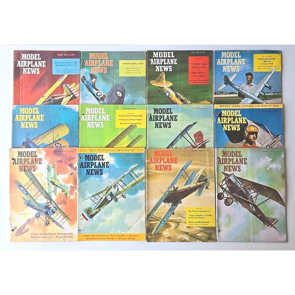 1960's Models Airplane News Magazine Full Set Lot of 12 TSC-B